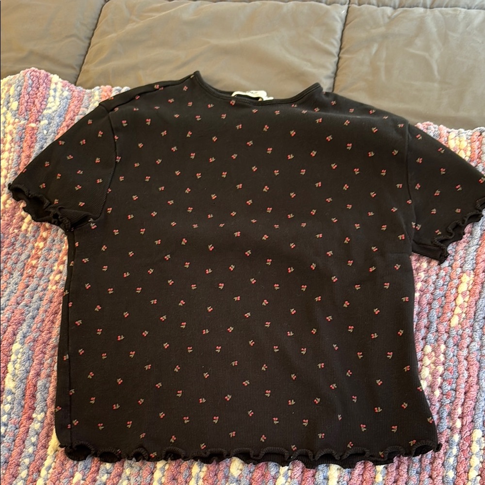 Astr Black Tee with Red Accents
